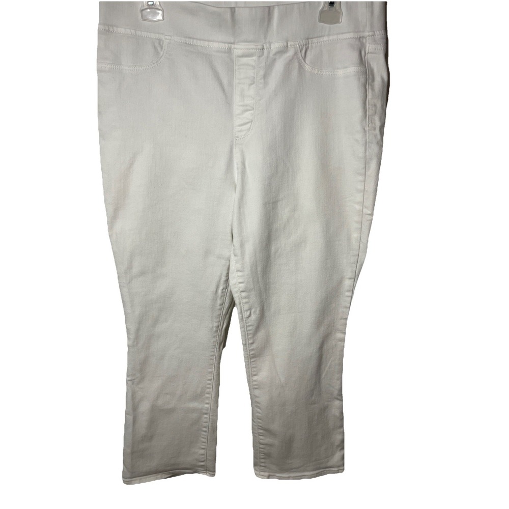 Talbots Flawless White Pull On Flare Crop Pants Womens 12 Stretch Denim
